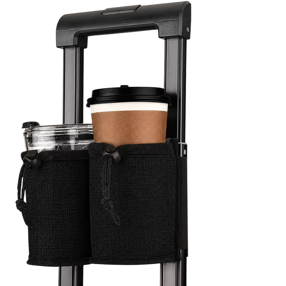 Practical Trolley Holder for Luggage – For Cups, Phone & Small Essentials