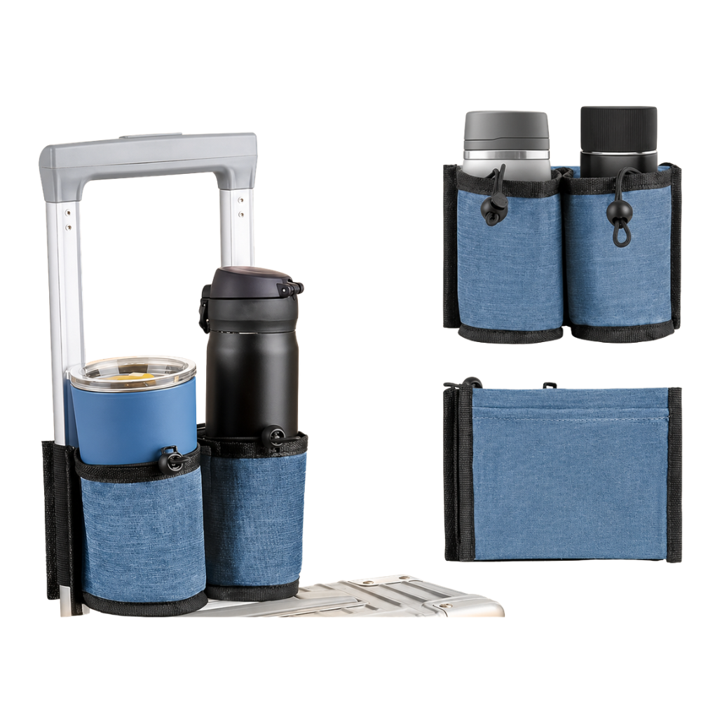 Practical Trolley Holder for Luggage – For Cups, Phone & Small Essentials