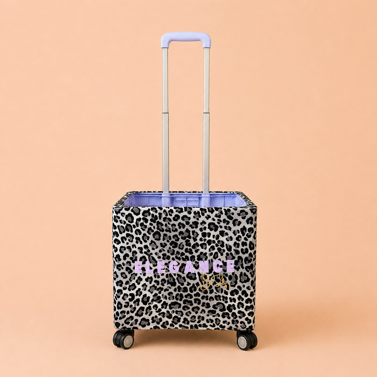 Trolley Fabric Cover - Black Leopard Elegance