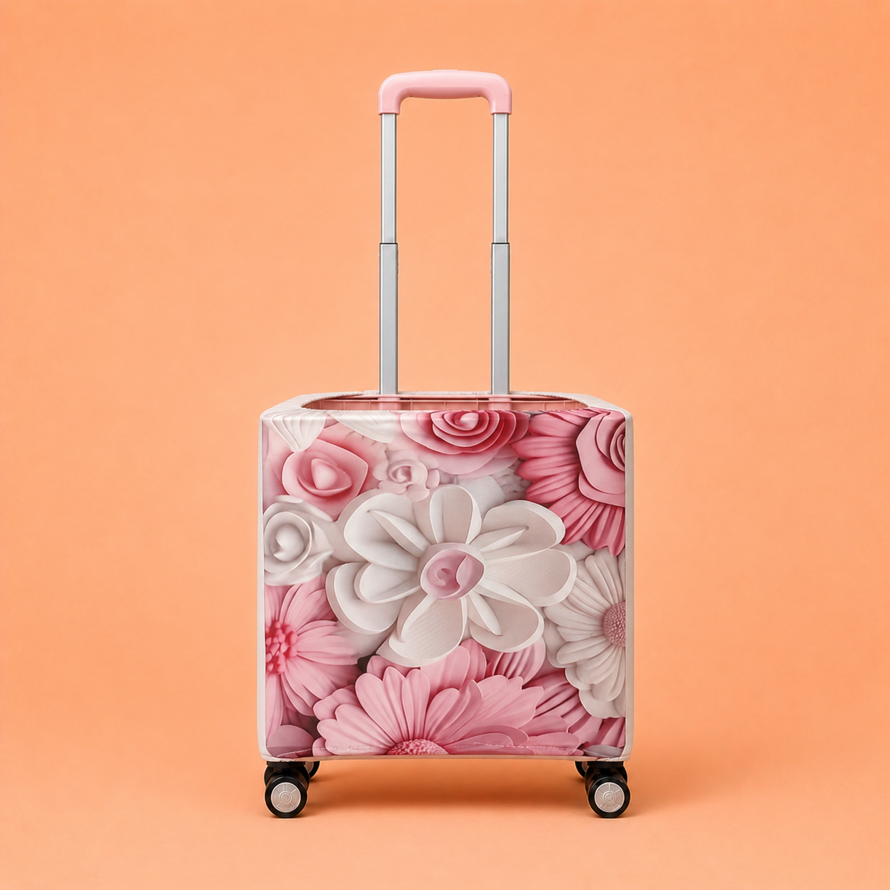 Folding Shopping Cart with 4 Wheels With Soft Petal Fabric Cover