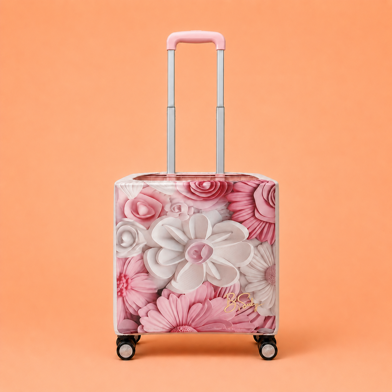 Folding Shopping Cart with 4 Wheels With Soft Petal Fabric Cover