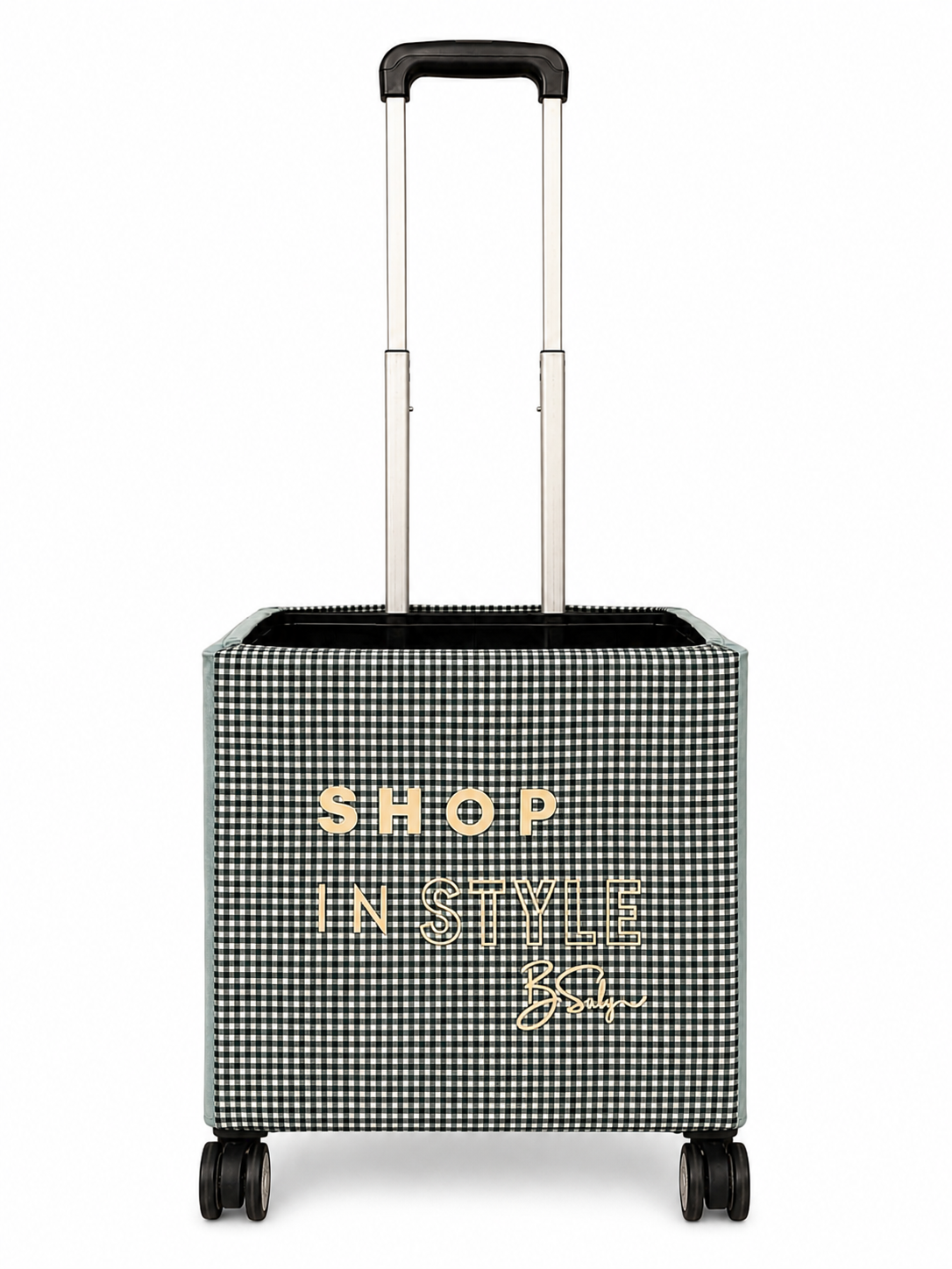 Shop In Style Gingham Trolley Cover – Off White Lettering | B.Saly