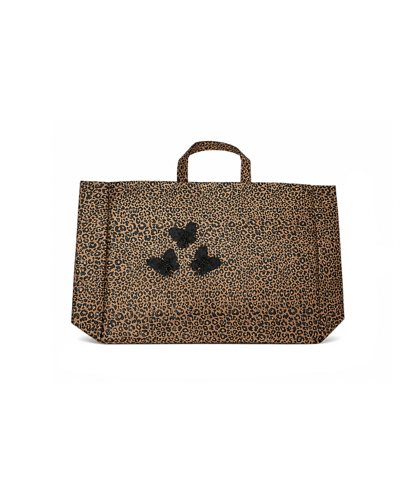 Leopard Tote Bag with Butterfly Details