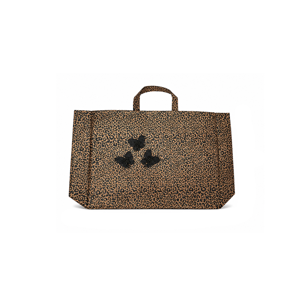 Leopard Tote Bag with Butterfly Details