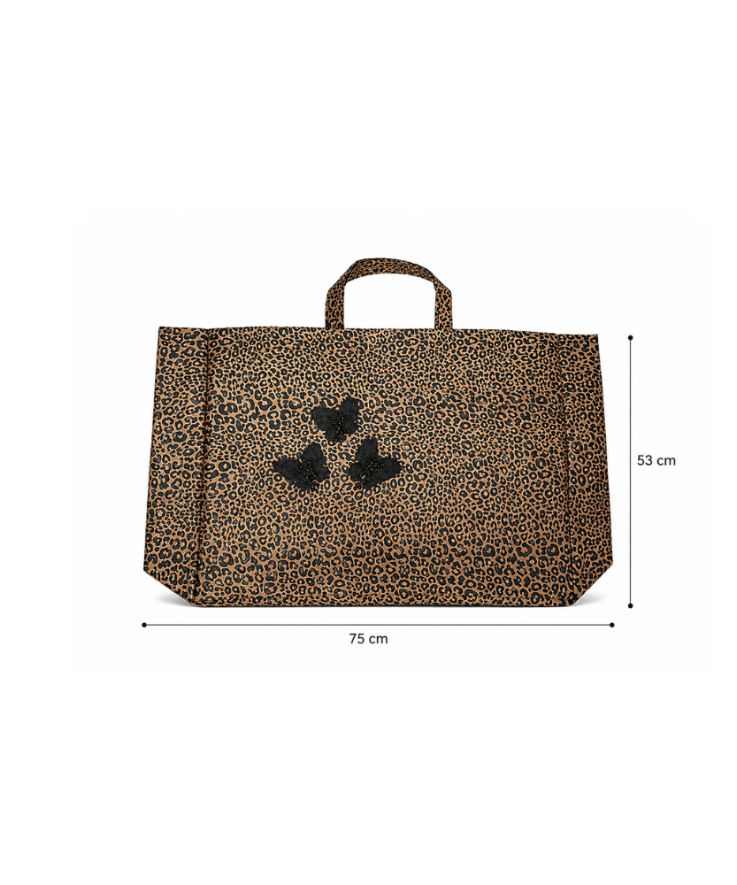 Leopard Tote Bag with Butterfly Details