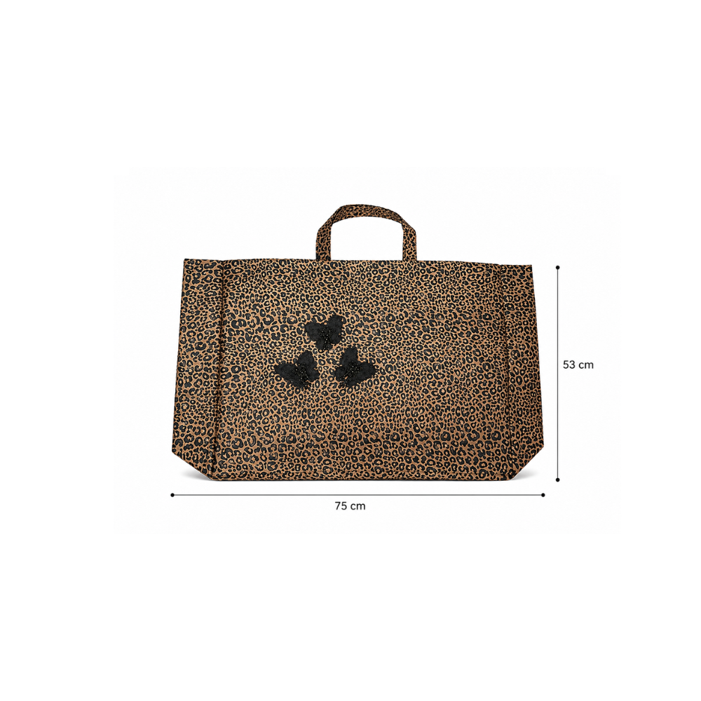Leopard Tote Bag with Butterfly Details