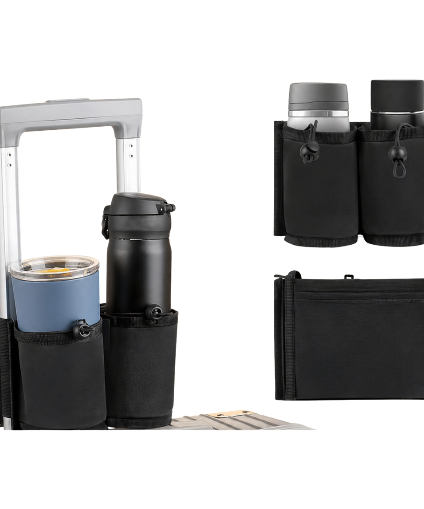 Practical Trolley Holder for Luggage – For Cups, Phone & Small Essentials