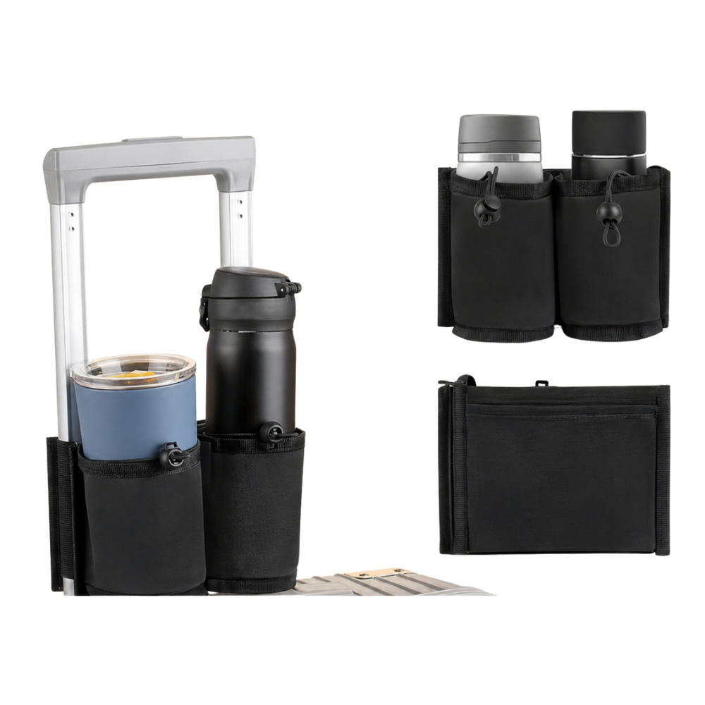 Practical Trolley Holder for Luggage – For Cups, Phone & Small Essentials