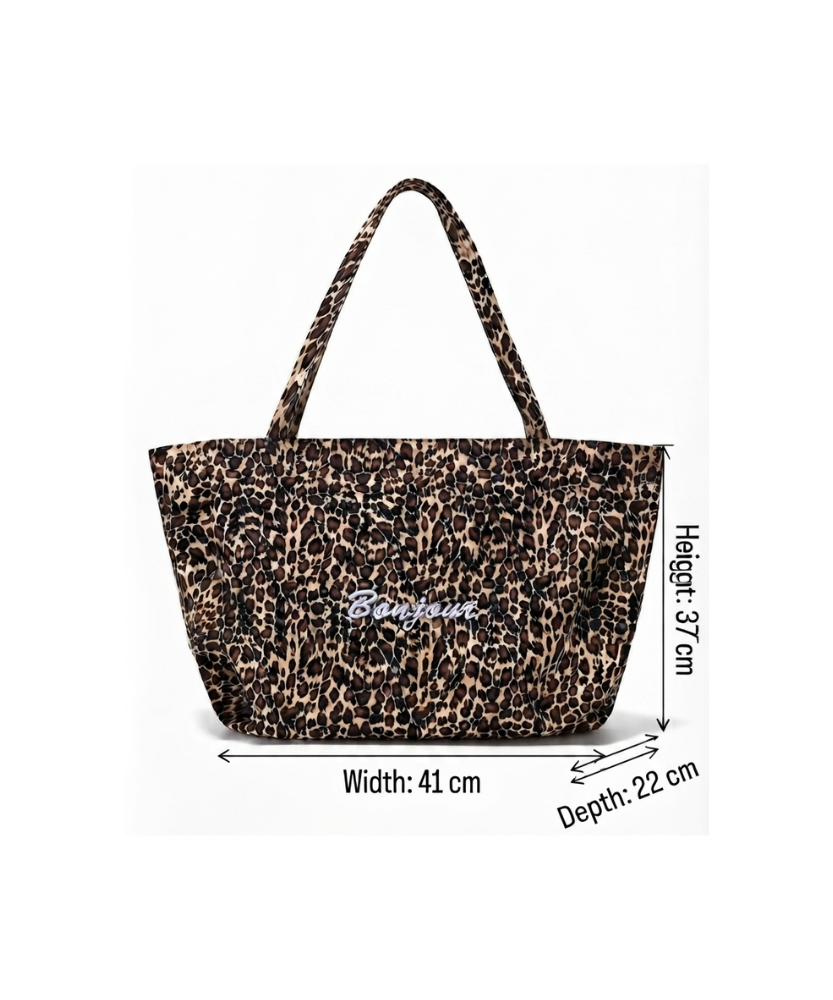 Bonjour Leopard Tote Bag