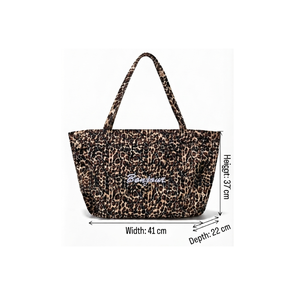 Bonjour Leopard Tote Bag