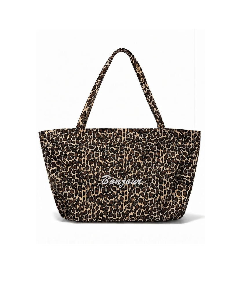 Bonjour Leopard Tote Bag