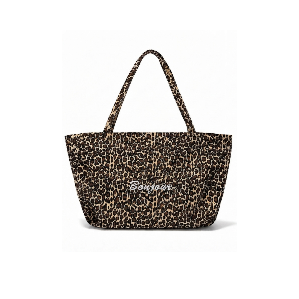 Bonjour Leopard Tote Bag