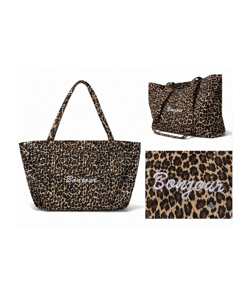 Bonjour Leopard Tote Bag