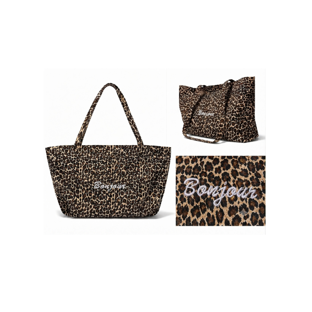 Bonjour Leopard Tote Bag