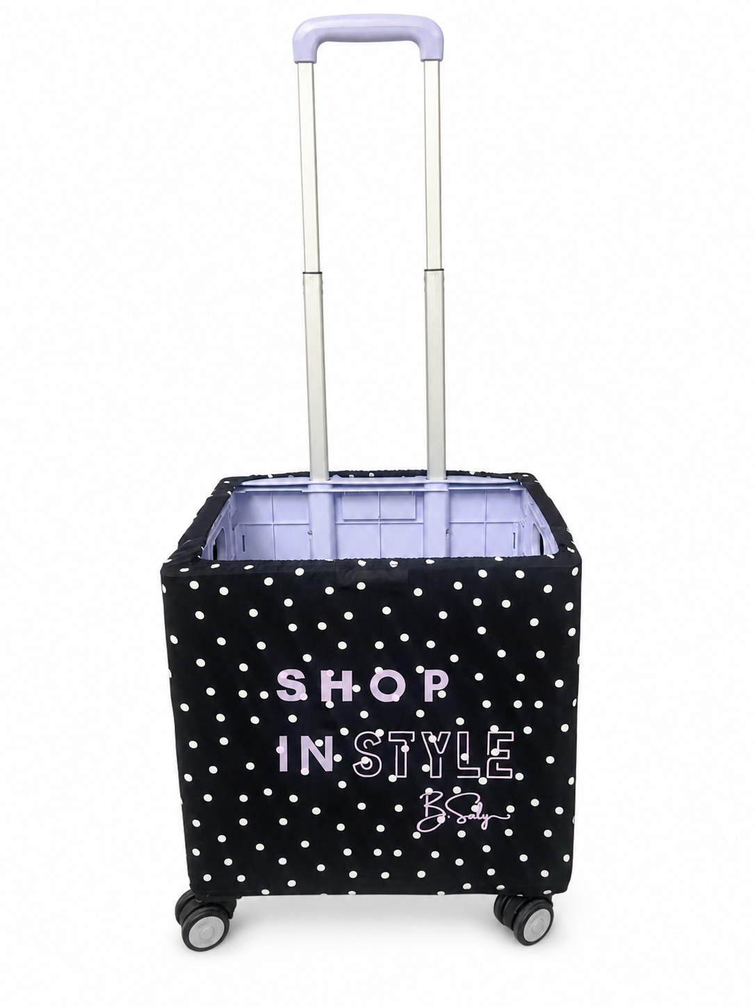 Purple Polka Dot Shop In Style Trolley Cover – Black | B.Saly