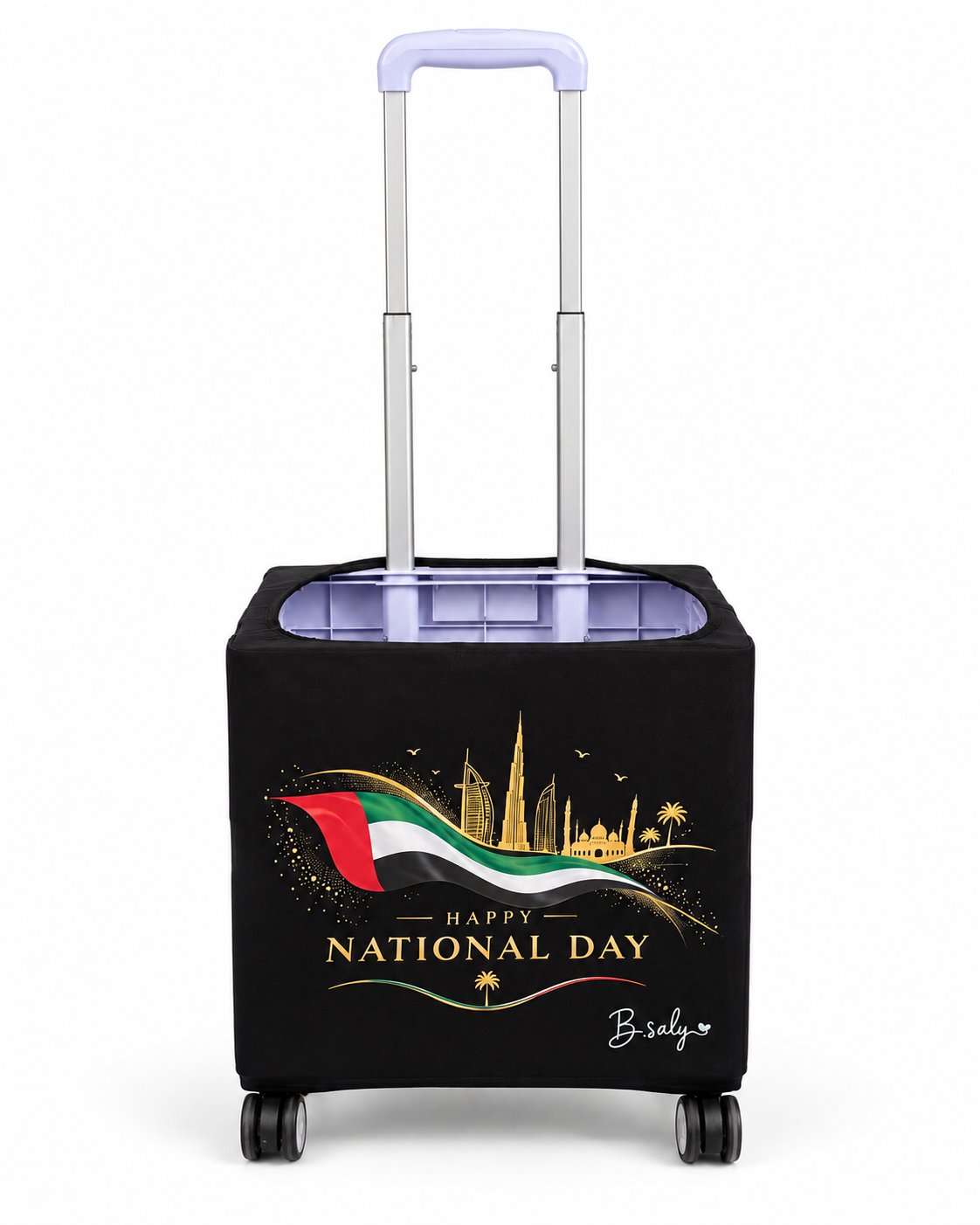 National Day Collection Trolley Fabric Cover – Waving UAE Flag & Gold Skyline | B.Saly