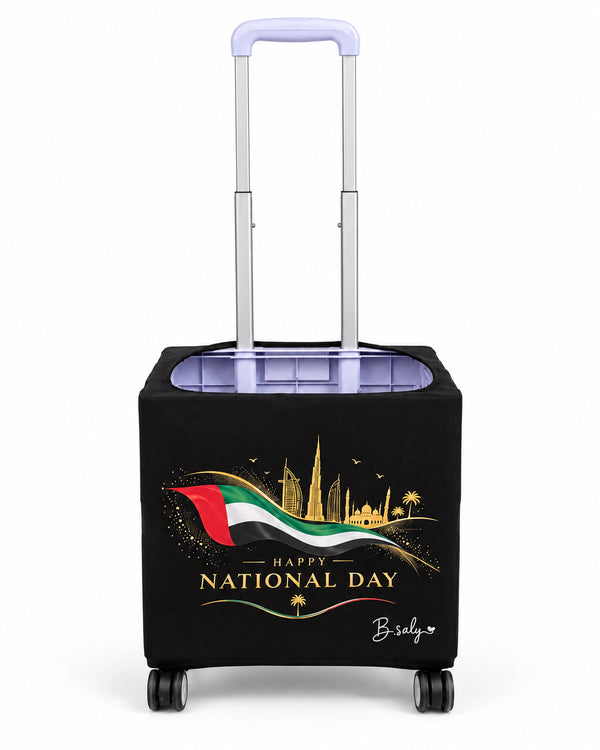 National Day Collection Trolley Fabric Cover – Waving UAE Flag & Gold Skyline | B.Saly