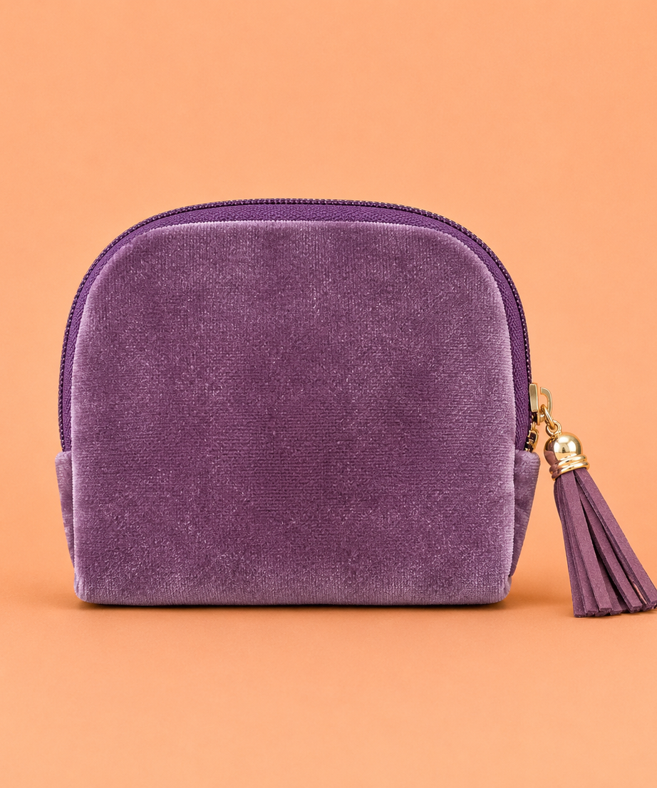 Velvet Zipper Wallet with 6 Interior Pockets