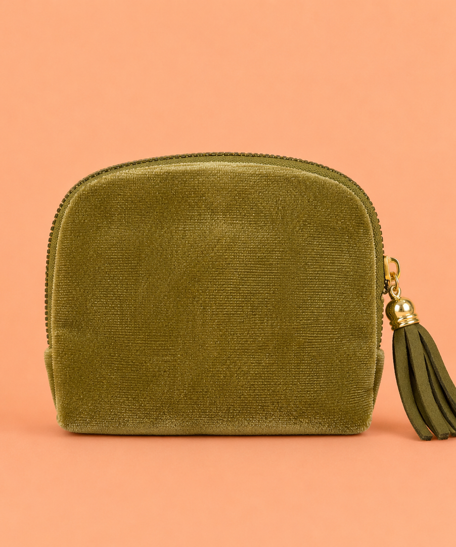 Velvet Zipper Wallet with 6 Interior Pockets