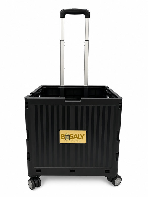 Black Shopping Cart – Foldable Trolley with 4 Wheels | B.Saly