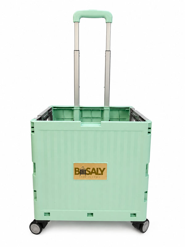 Green Shopping Cart – Foldable Trolley with 4 Wheels | B.Saly