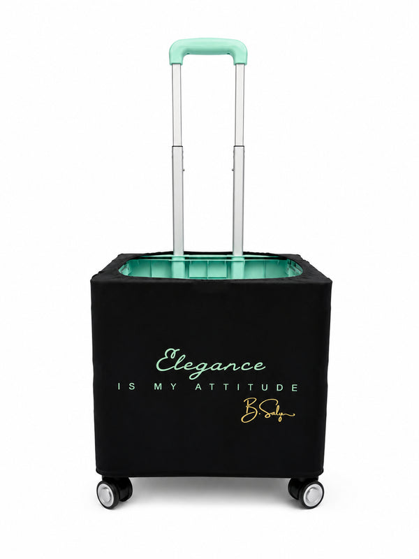 Green Elegance Trolley Cover – Black with Mint Lettering | B.Saly
