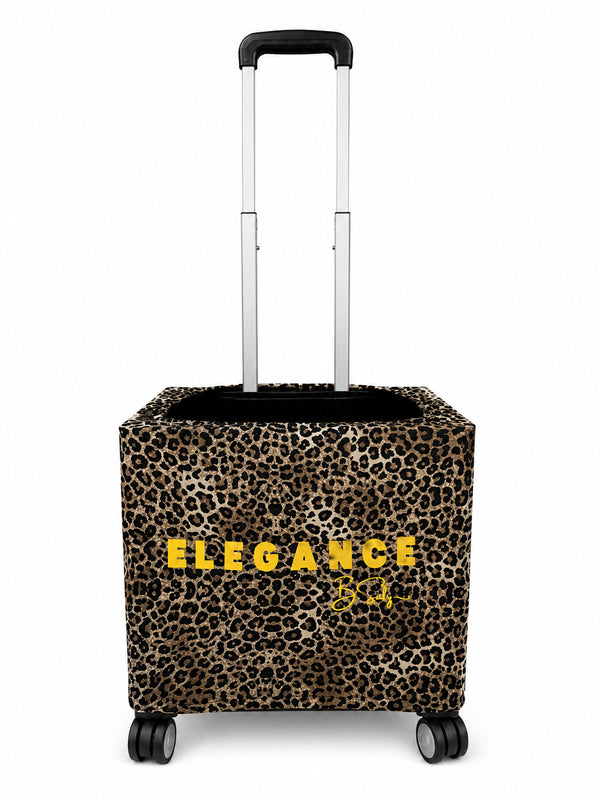 Elegance Gold Lettering Trolley Cover – Leopard Print | B.Saly