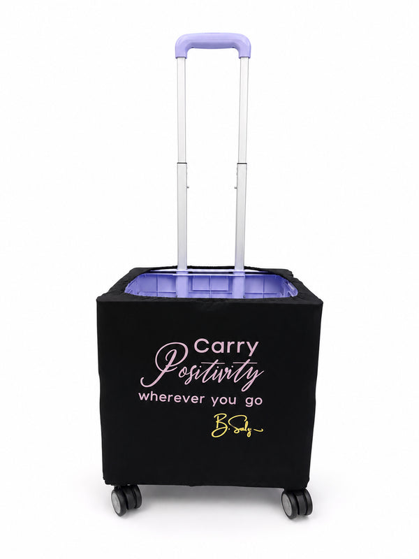 Purple Carry Positivity Trolley Cover – Black Fabric | B.Saly