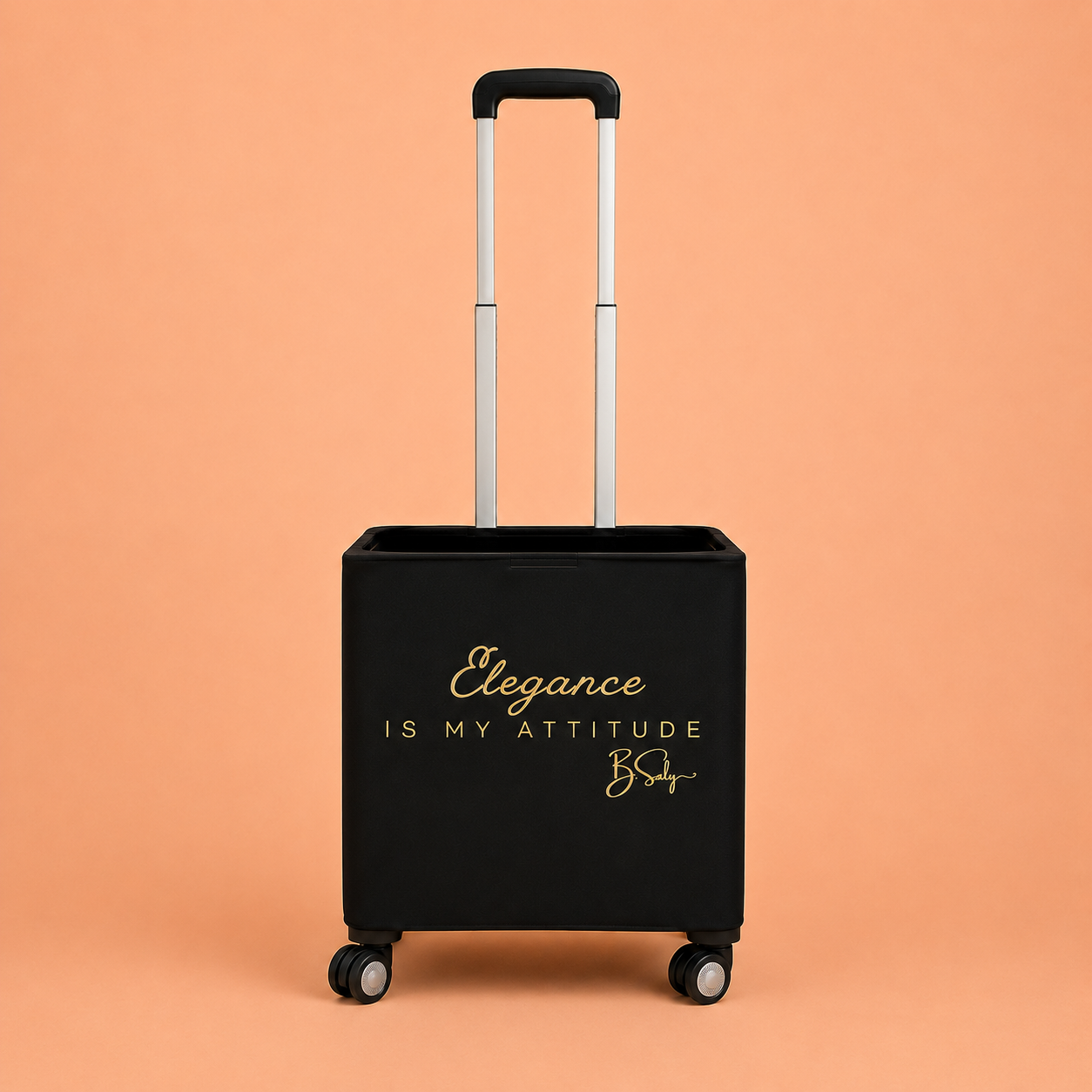Folding Shopping Cart with 4 Wheels With Elegance is My Attitude Fabric Cover