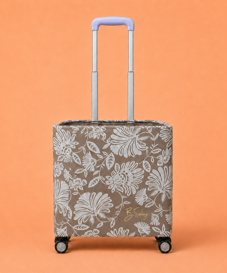Trolley Fabric Cover – Taupe Floral Lace