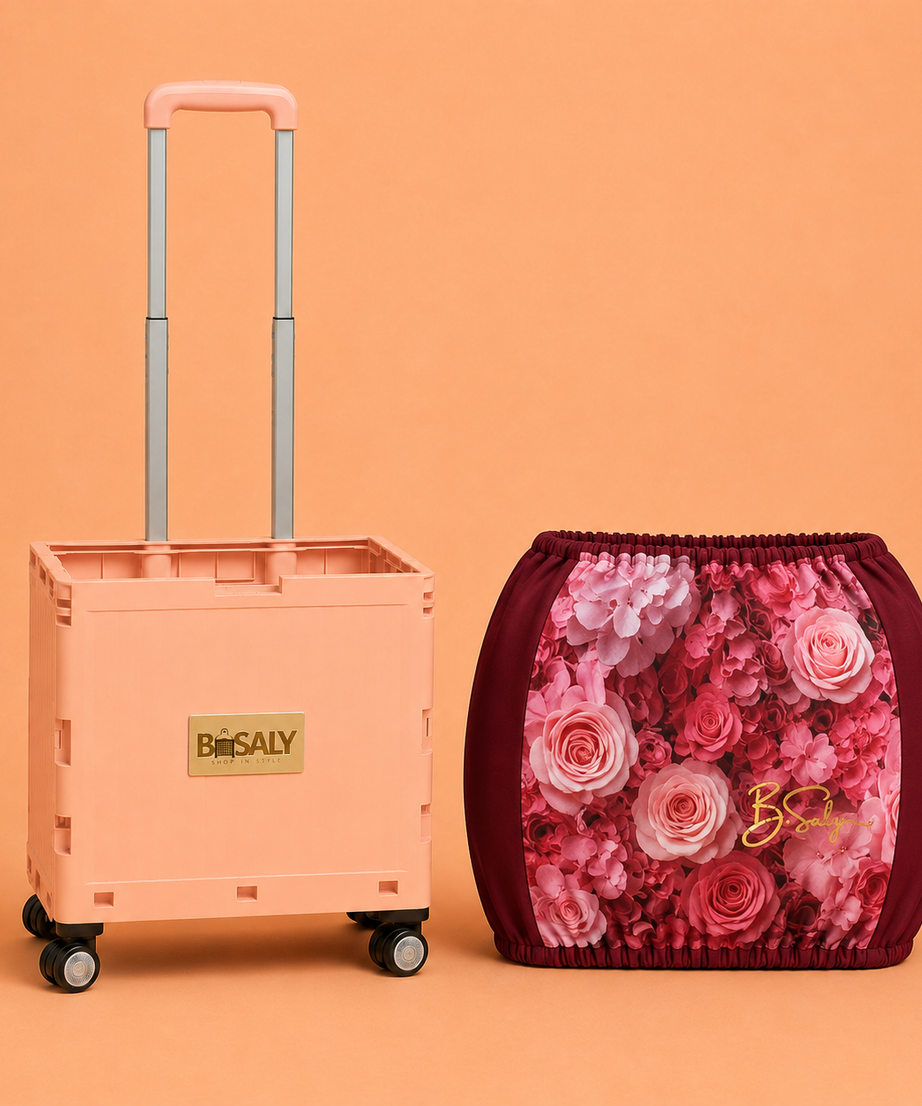 Folding Shopping Cart with 4 Wheels With Floral Elegance Fabric Cover