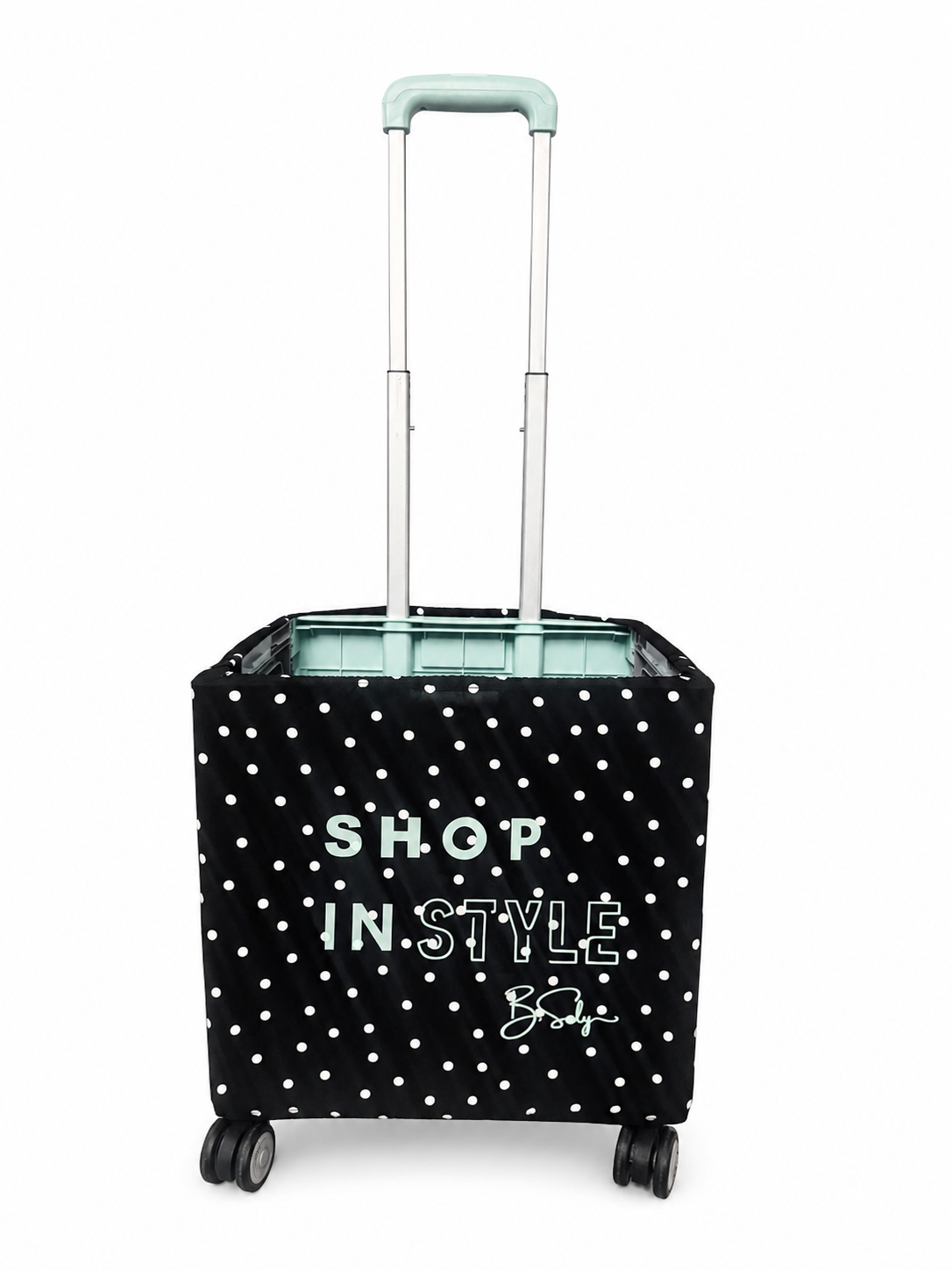Green Polka Dot Shop In Style Trolley Cover – Black | B.Saly