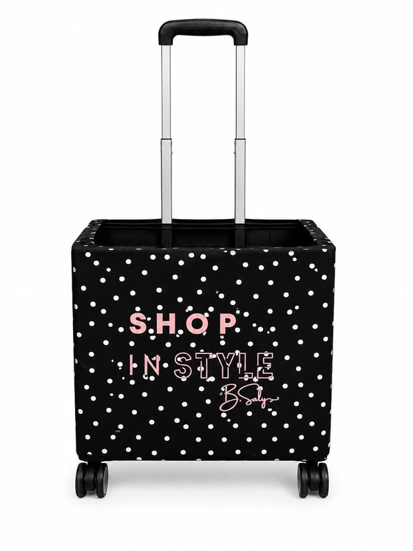 Black Polka Dot Trolley Cover – White Dots on Black | B.Saly