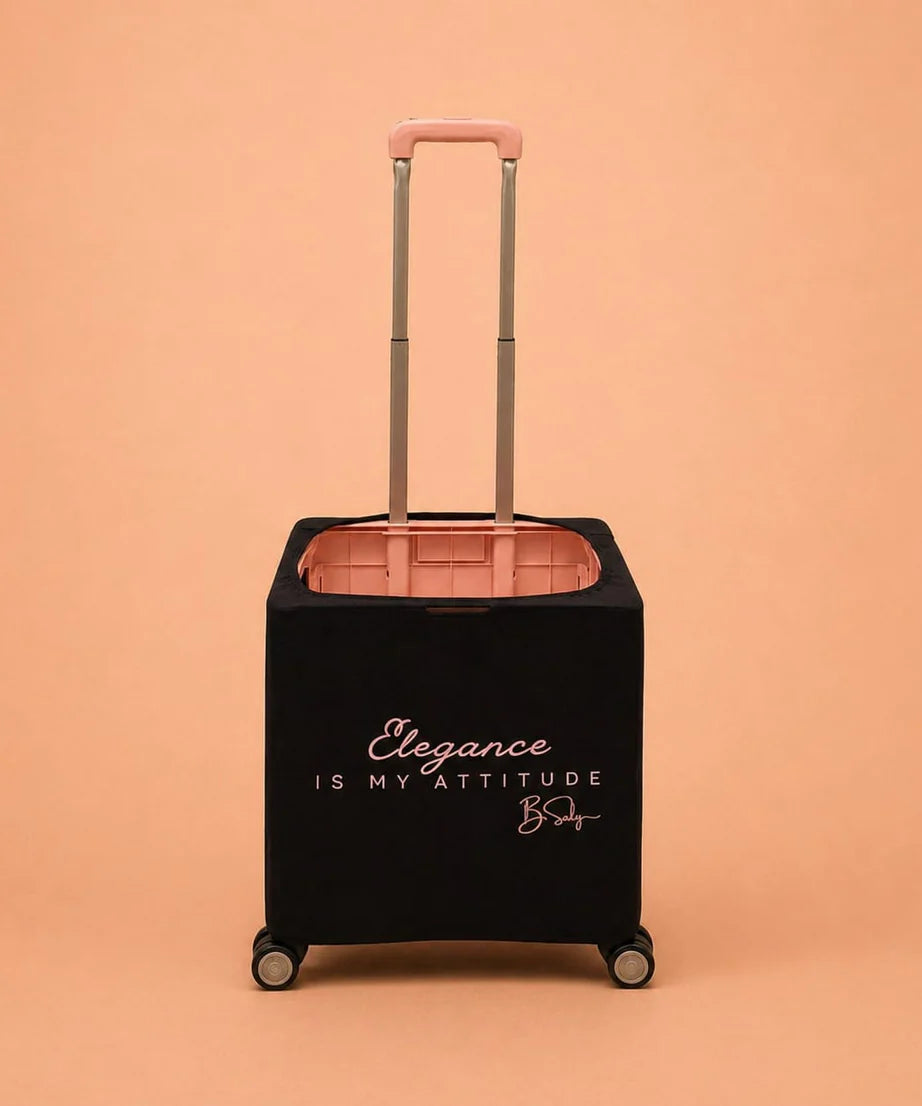 Folding Shopping Cart with 4 Wheels With Elegance is My Attitude Fabric Cover